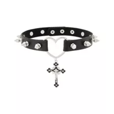 Heart Cross Charm Choker Necklace at Spencer's