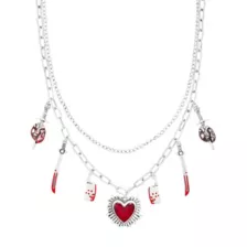 Silver-Tone Red Heart Knife Charm Necklace at Spencer's