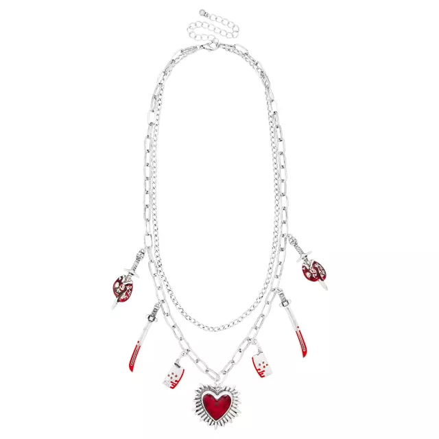 Silver-Tone Red Heart Knife Charm Necklace at Spencer's