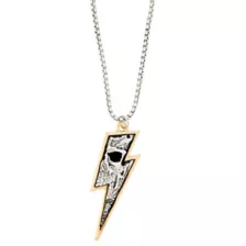 Skull Lightning Bolt Pendant Necklace at Spencer's