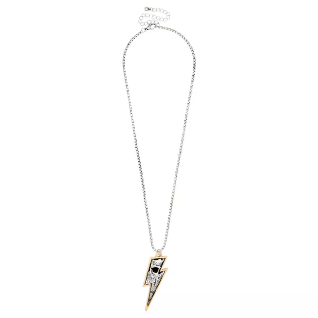 Skull Lightning Bolt Pendant Necklace at Spencer's