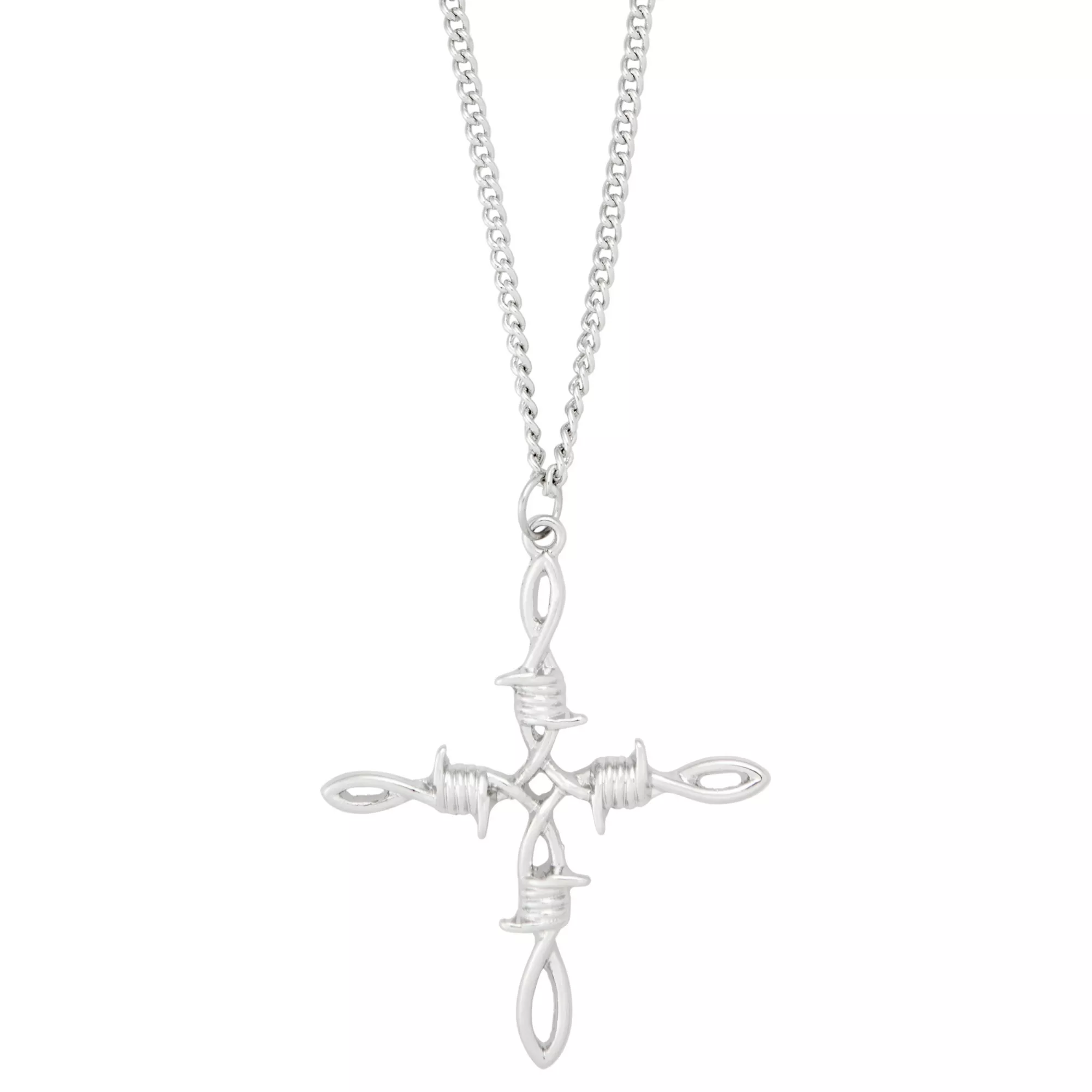 Barbed Wire Cross Chain Necklace