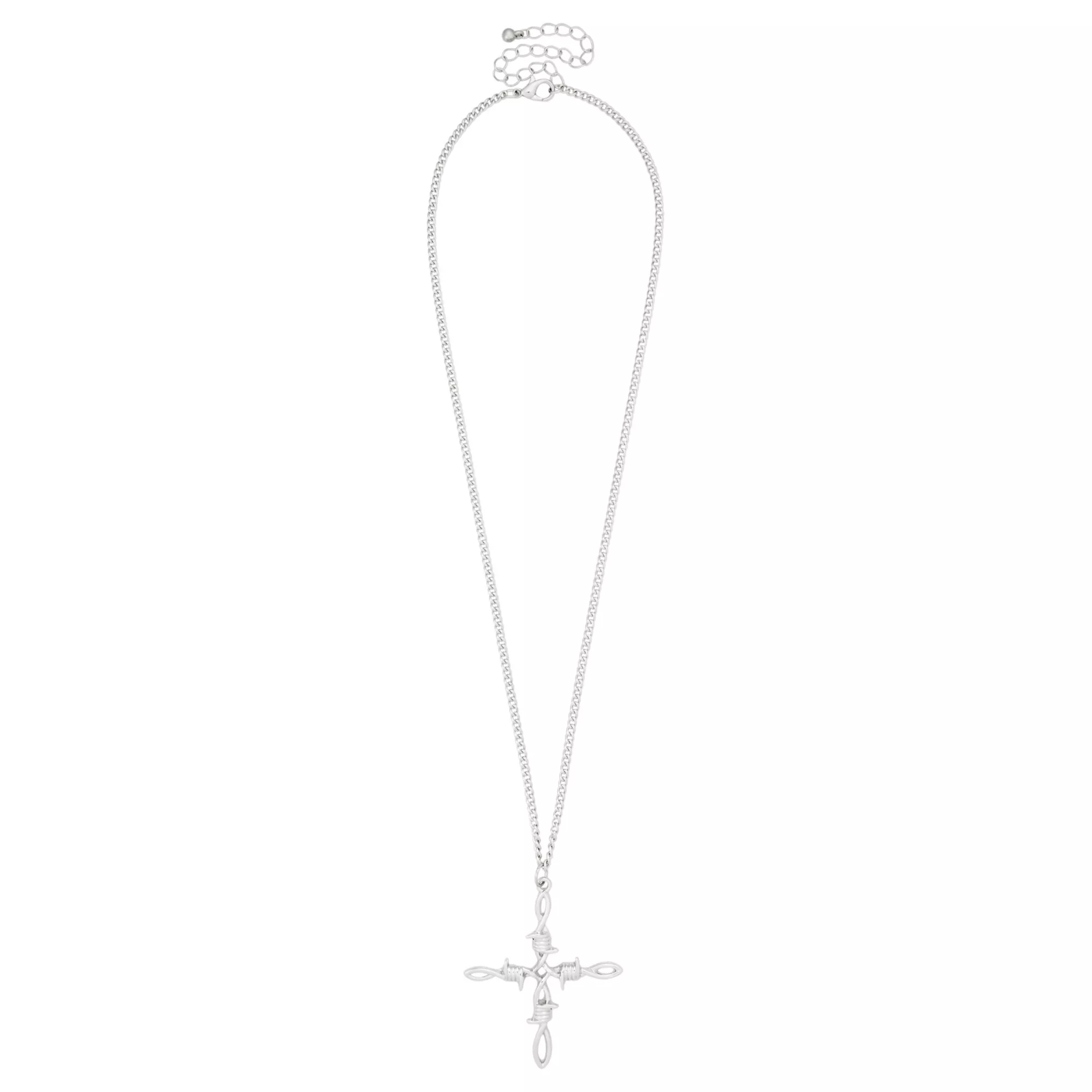 Barbed Wire Cross Chain Necklace
