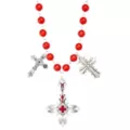 Silver-Tone Red Beaded Cross Necklace at Spencer's