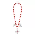 Silver-Tone Red Beaded Cross Necklace at Spencer's