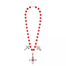 Silver-Tone Red Beaded Cross Necklace at Spencer's