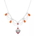 Silver-Tone Red Gem Heart Drop Chain Necklace at Spencer's