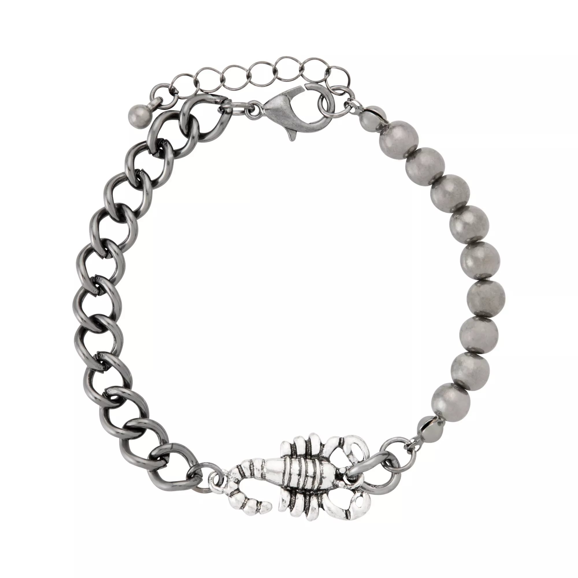 Multi-Pack Spiked Scorpion and Skull Stud Silver-Tone Bracelets - 4 Pack