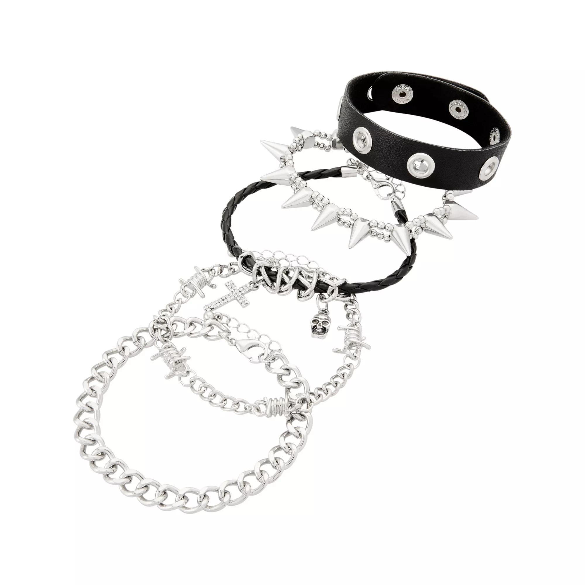 Multi-Pack Cross and Skull Mixed Bracelets - 5 Pack