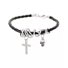 Multi-Pack Cross and Skull Mixed Bracelets - 5 Pack at Spencer's