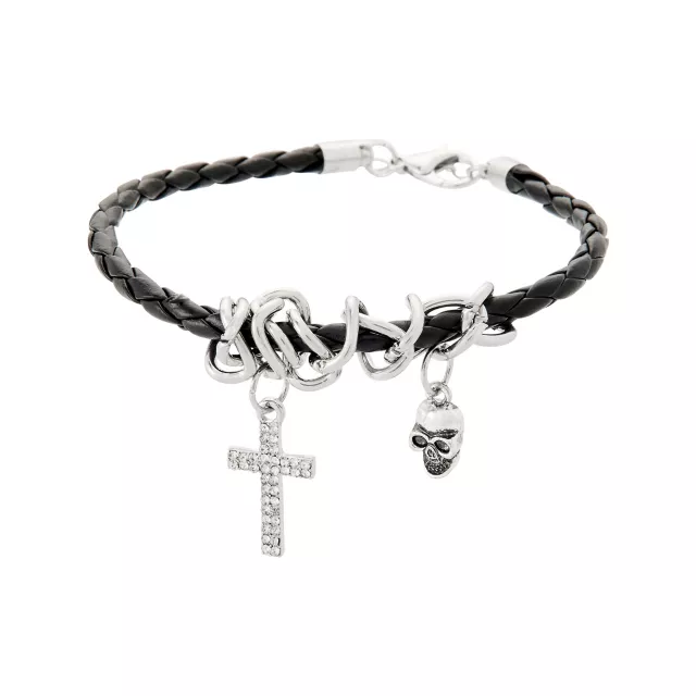 Multi-Pack Cross and Skull Mixed Bracelets - 5 Pack at Spencer's