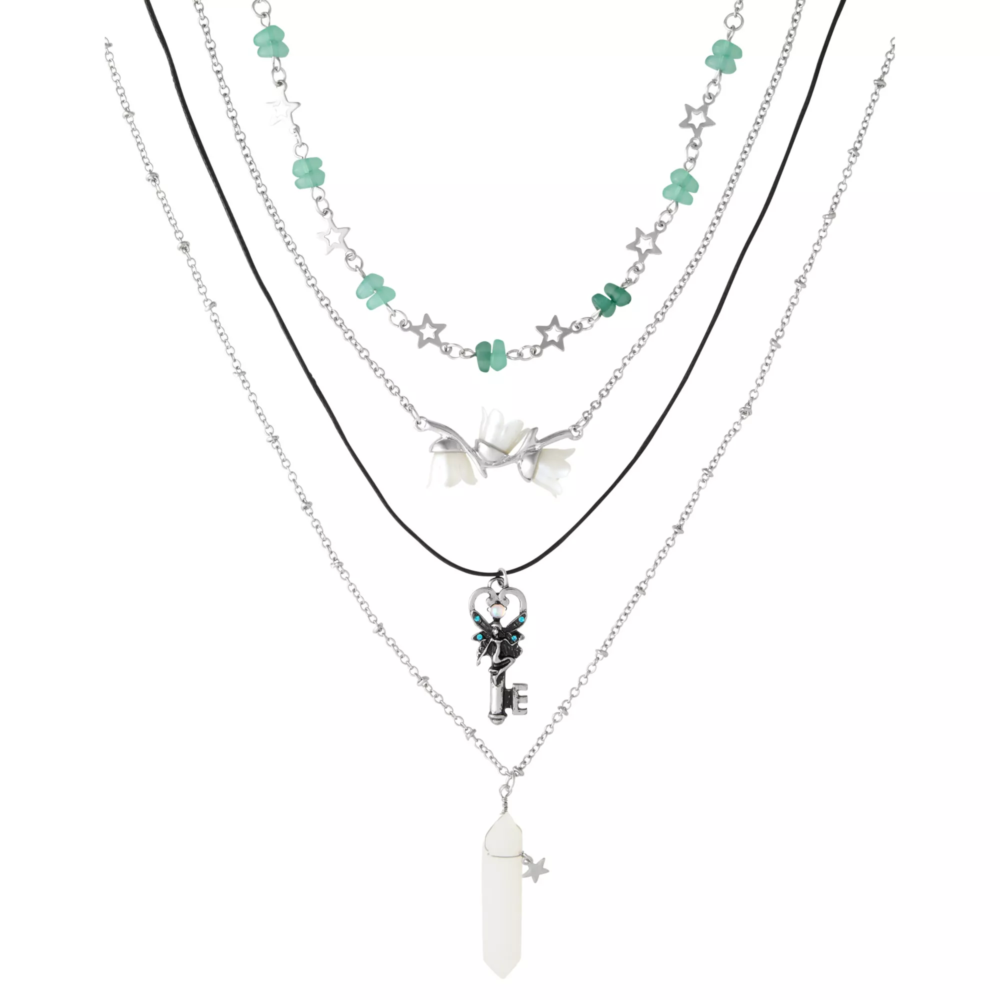 Star Fairy Key Pendant Layered Necklace