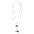 Black & Silver-Tone Ram Skull Cross Layered Necklace at Spencer's