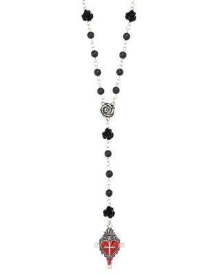 Red Heart and Rose Pendant Necklace - Spencer's