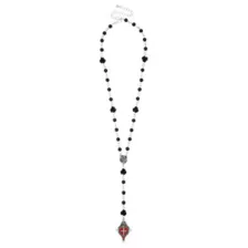 Red Heart Cross Rosary Necklace at Spencer's
