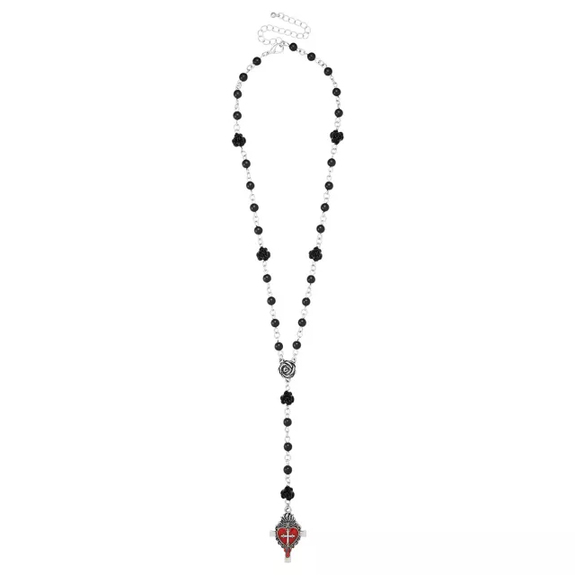 Red Heart Cross Rosary Necklace at Spencer's