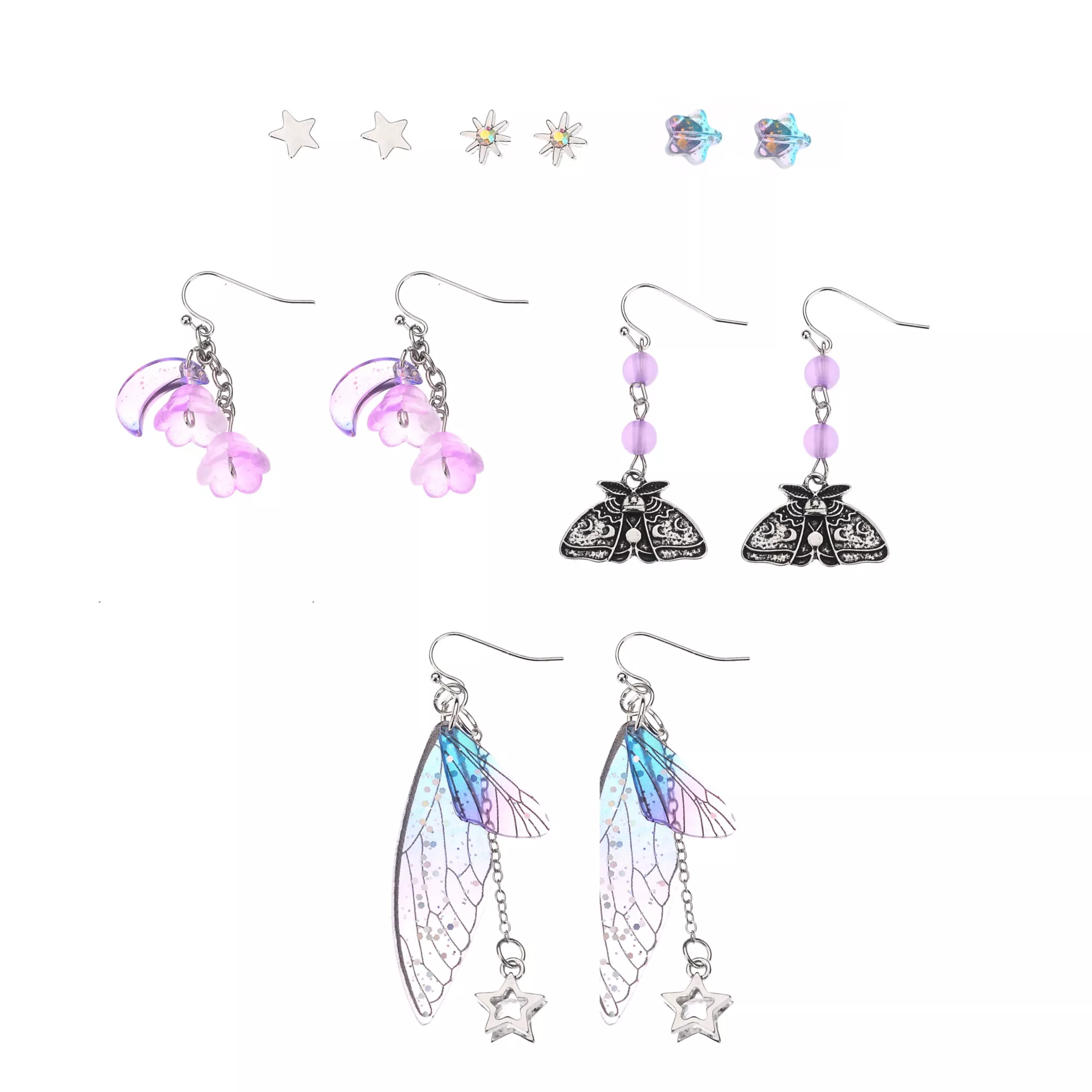 Multi-Pack Enchanted Pixie Wing Earring Set - 6 Pairs