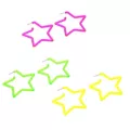 Multi-Pack Neon Star Hoop Earrings - 3 Pair at Spencer's