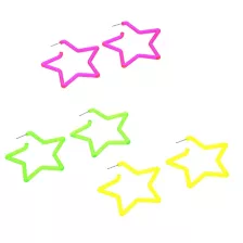 Multi-Pack Neon Star Hoop Earrings - 3 Pair at Spencer's