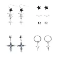 Multi-Pack Gothic Edge Cross Earring Set - 6 Pairs at Spencer's