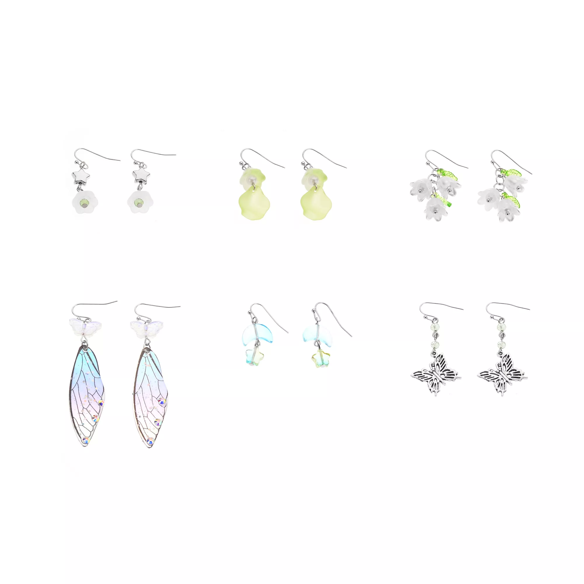 Multi-Pack Ethereal Fairy Wing Earring Set - 6 Pairs