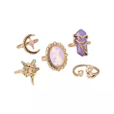 Multi-Pack Crystal Fairy Moon Ring Set - 5 Pack at Spencer's