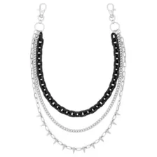 Black and Silver-Tone Spiked 3-Row Link Wallet Chain at Spencer's