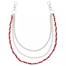 Red and Silver-Tone 3-Row Braided Rope Wallet Chain at Spencer's