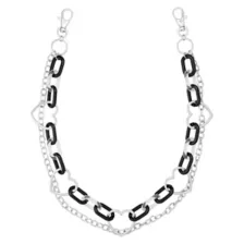 Black and Silver-Tone Heart O-Ring 2-Row Wallet Chain at Spencer's