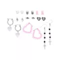 Multi-Pack Pink Heart Cross Bear Earrings - 9 Pair at Spencer's