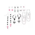 Multi-Pack Pink Skull Cross Earrings - 9 Pair at Spencer's