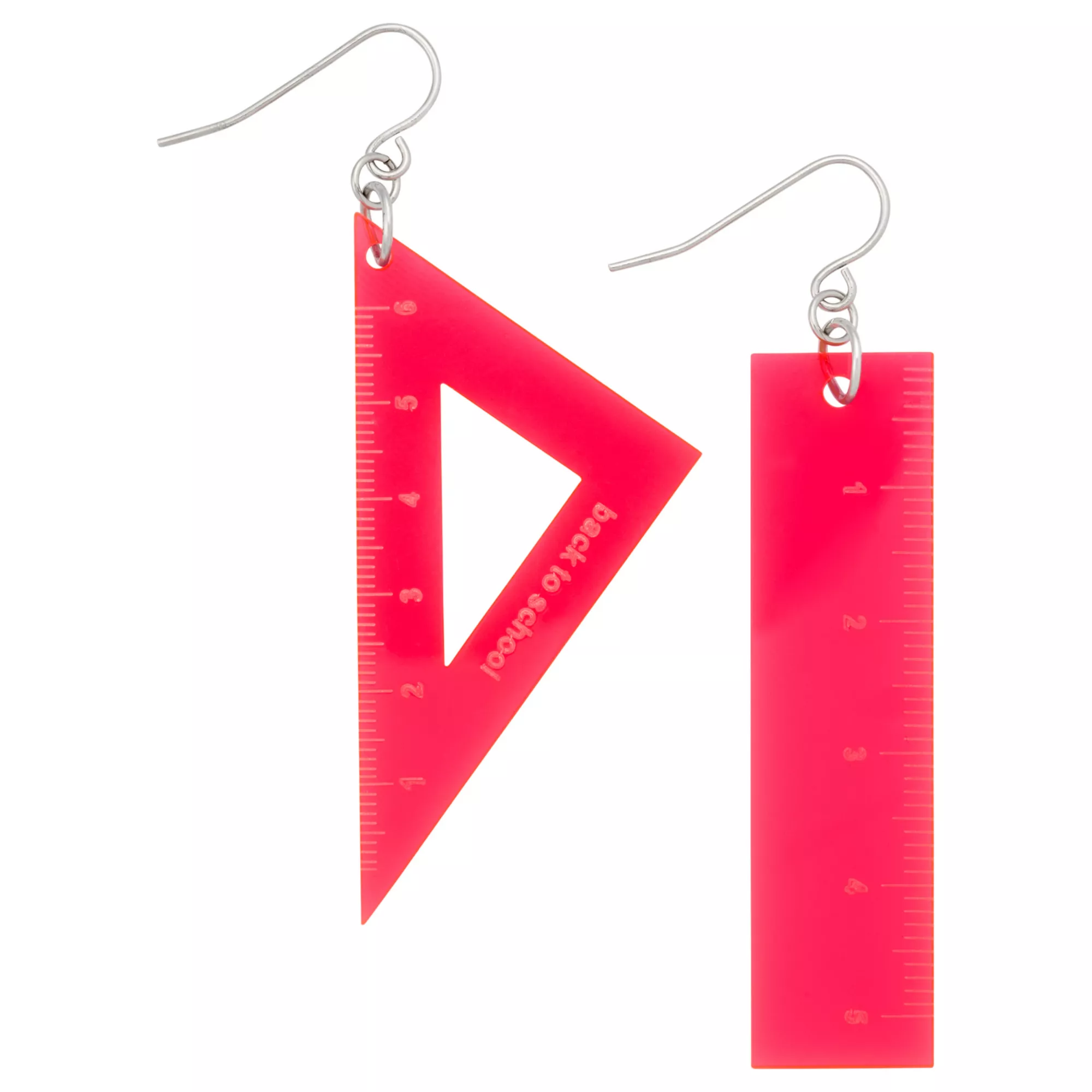 Neon Pink Ruler Dangle Earrings