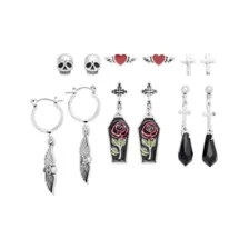 Multi-Pack Rose Coffin Skull Earrings - 6 Pair at Spencer's