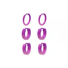 Multi-Pack Pink and Purple Ombre Huggie Hoop Earrings 3 Pair - 18 Gauge at Spencer's