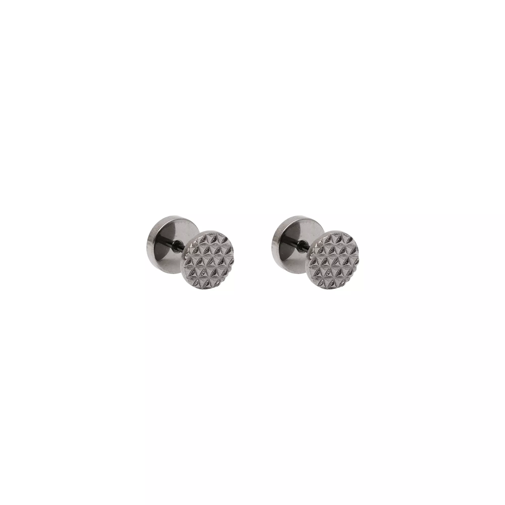 Silver-Toned Textured Faux Plugs - 18 Gauge