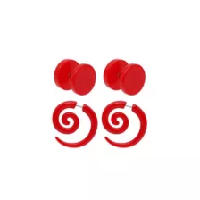 Red Faux Plugs and Spiral Faux Tapers 2 Pair - 18 Gauge at Spencer's