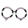 Black and Purple Heart Lock and Key Magnetic Long Distance Bracelets - 2 Pack at Spencer's
