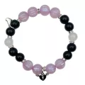 Black and Purple Heart Lock and Key Magnetic Long Distance Bracelets - 2 Pack at Spencer's