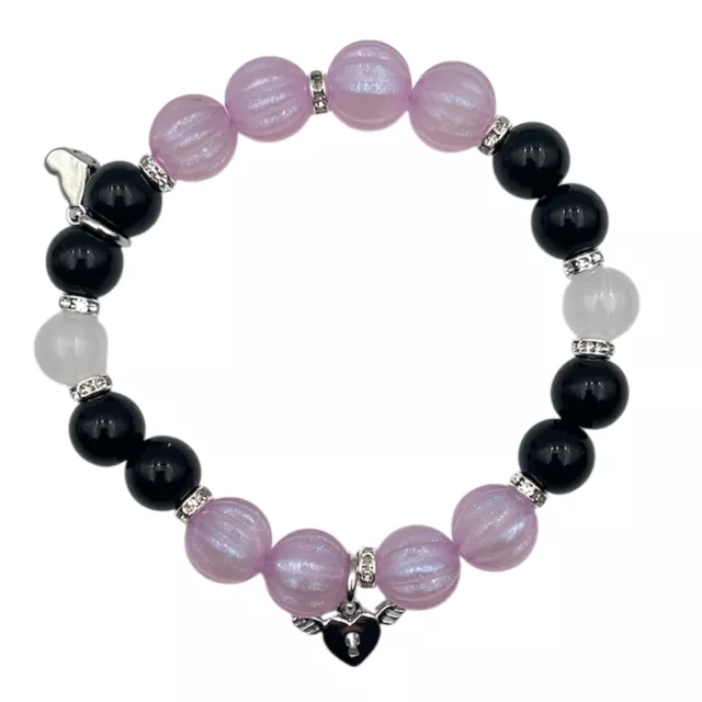 Black and Purple Heart Lock and Key Magnetic Long Distance Bracelets - 2 Pack at Spencer's