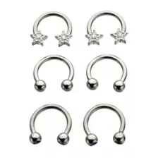 Multi-Pack CZ Star Basic Horseshoe Rings 3 Pair - 14 Gauge at Spencer's