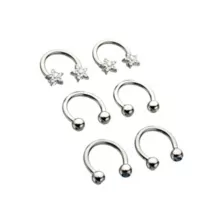 Multi-Pack CZ Star Basic Horseshoe Rings 3 Pair - 14 Gauge at Spencer's