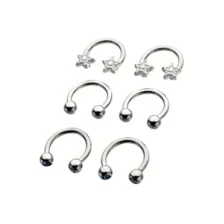 Multi-Pack CZ Star Basic Horseshoe Rings 3 Pair - 14 Gauge at Spencer's