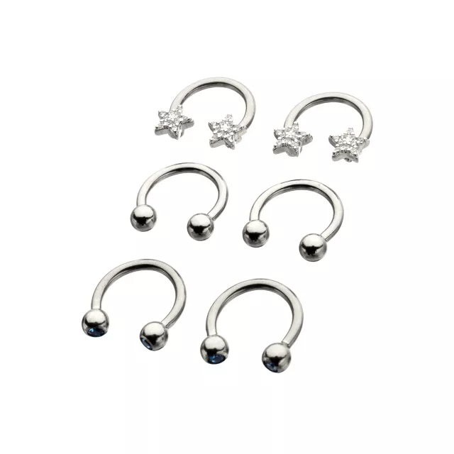 Multi-Pack CZ Star Basic Horseshoe Rings 3 Pair - 14 Gauge at Spencer's
