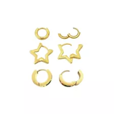 Multi-Pack Rainbow CZ Star Gold-Tone Huggie Hoop Earrings 3 Pair - 18 Gauge at Spencer's