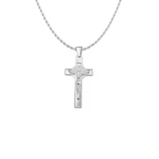 Silver-Tone Cross Pendant Rope Chain Necklace at Spencer's