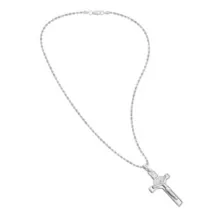 Silver-Tone Cross Pendant Rope Chain Necklace at Spencer's