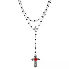 Black Snake Rosary Cross Layered Necklace Set at Spencer's