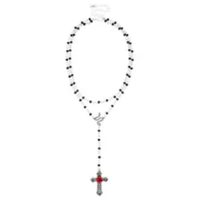 Black Snake Rosary Cross Layered Necklace Set at Spencer's
