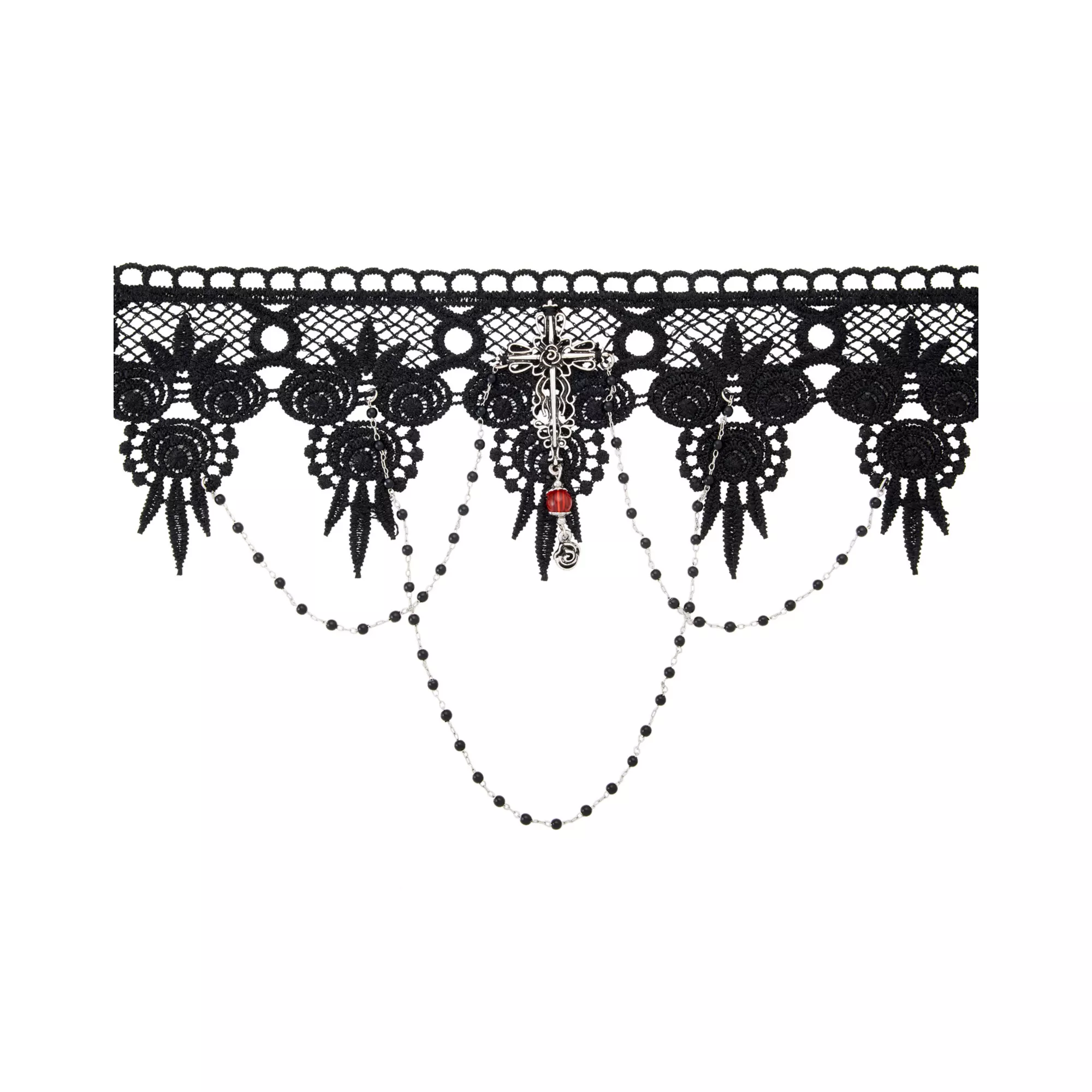 Cross Bat Rosary Choker Necklace