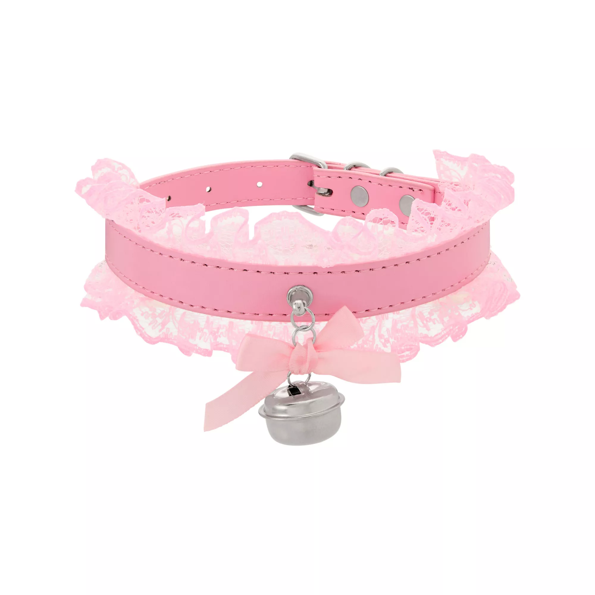 Pink Frilly Lace Bell Choker Necklace
